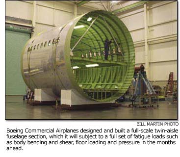a full-scale twin-aisle fuselage section